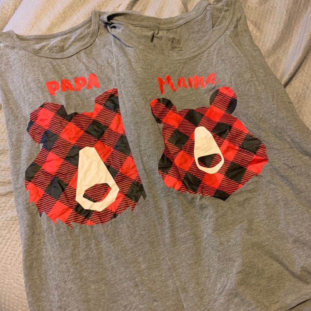 Mama and Papa Bear Matching PJ tops